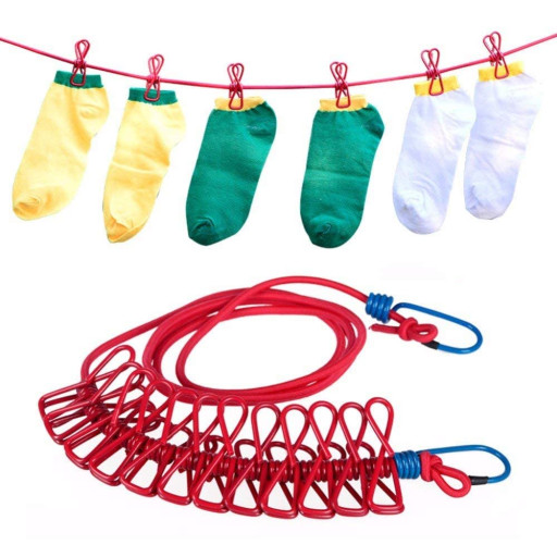 Cloth Hanging Rope with 12 clip