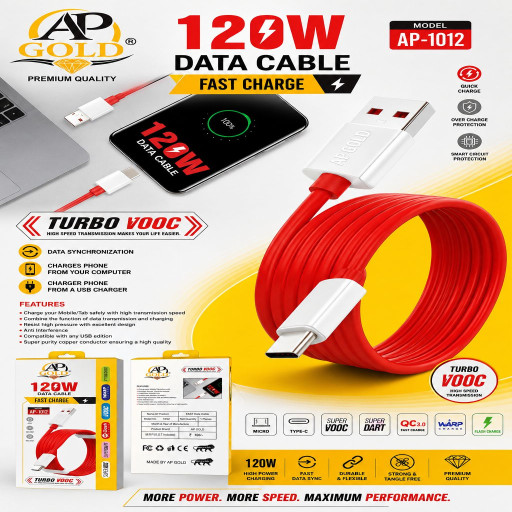 Ap Gold 120W  (Red♥️)Type C super Fast Charging cable
