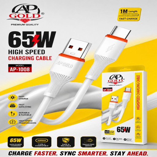 USb To Iphone Cable Fast Charging Ap Gold and 1Year Garrunty
