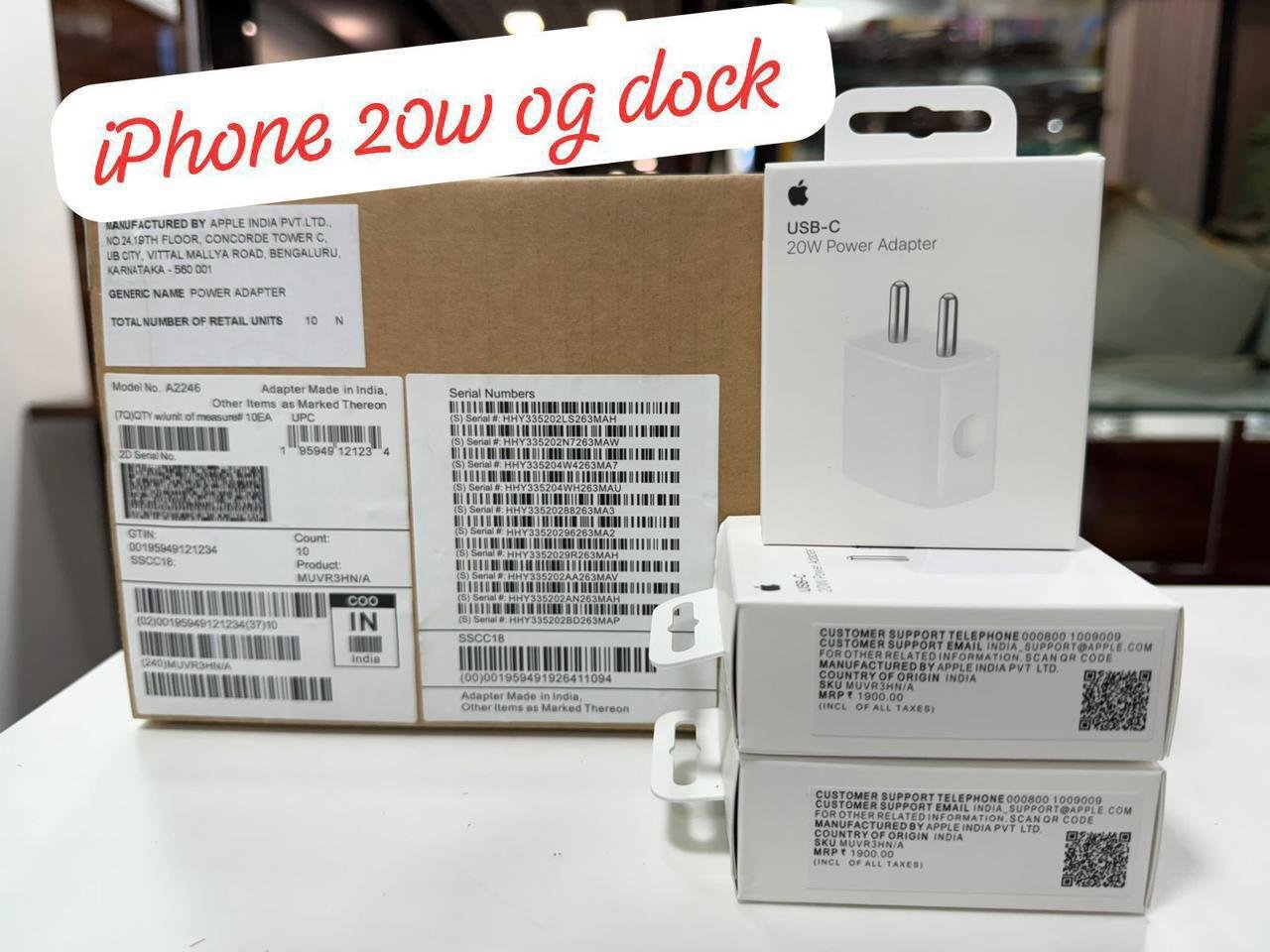 Apple 20 W Adaptor A+Quality. Barcode Adaptor 